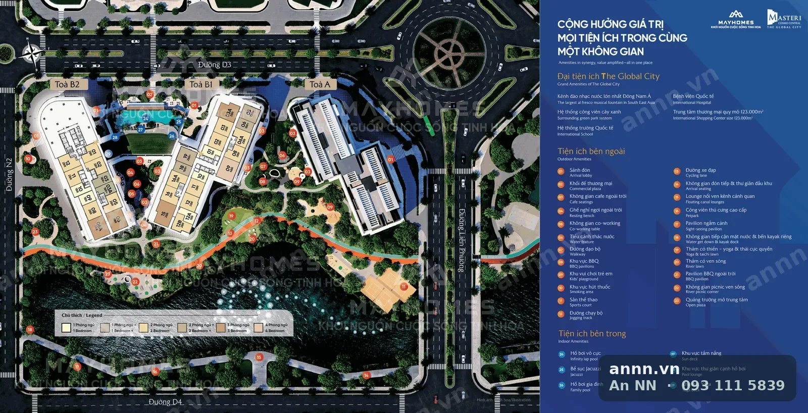 Mặt bằng tiện ích Masteri Cosmo Central