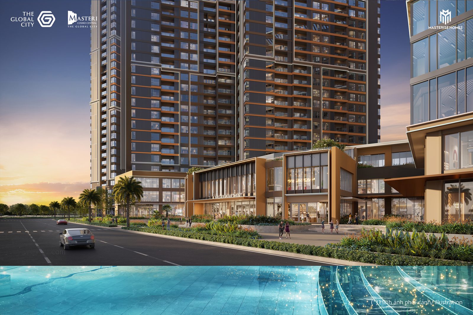 Masteri Cosmo Central bên hồ cảnh quan