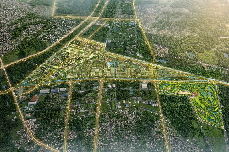 Phối cảnh tổng thể đại đô thị nhìn từ trên cao