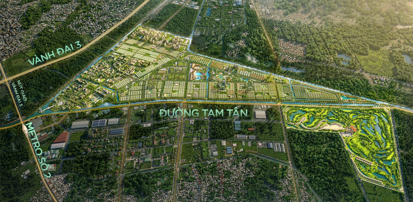 Phối cảnh tổng thể và mạng lưới giao thông kết nối