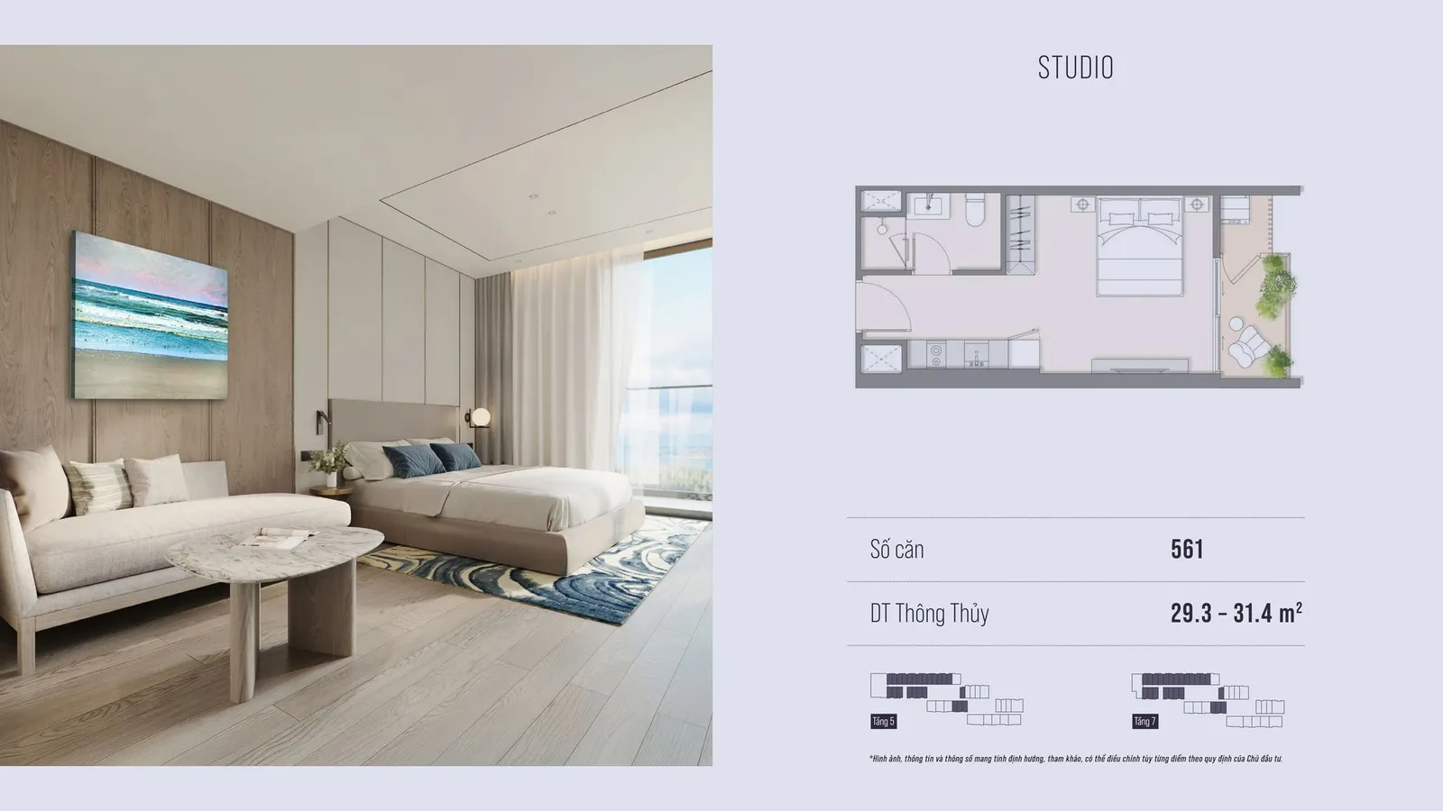 STUDIODT thông thuỷ: 29.3- 31.4 m2