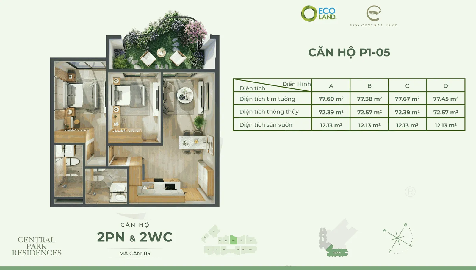Căn hộ 2PN loại 2