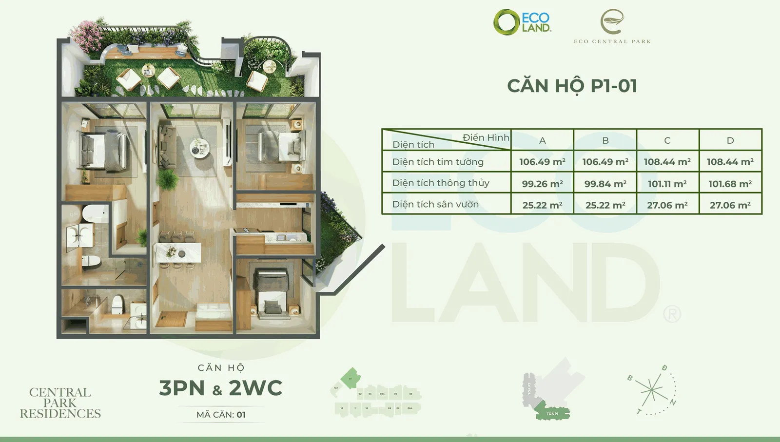 Căn hộ 3PN loại 1