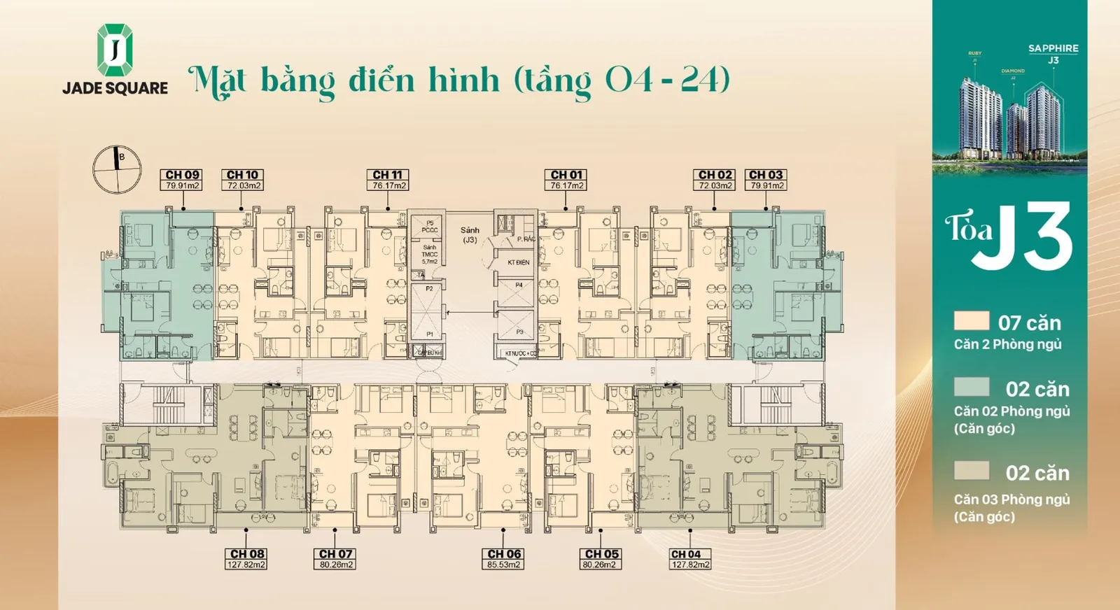 MBĐH Tòa J3 (tầng 04-24)