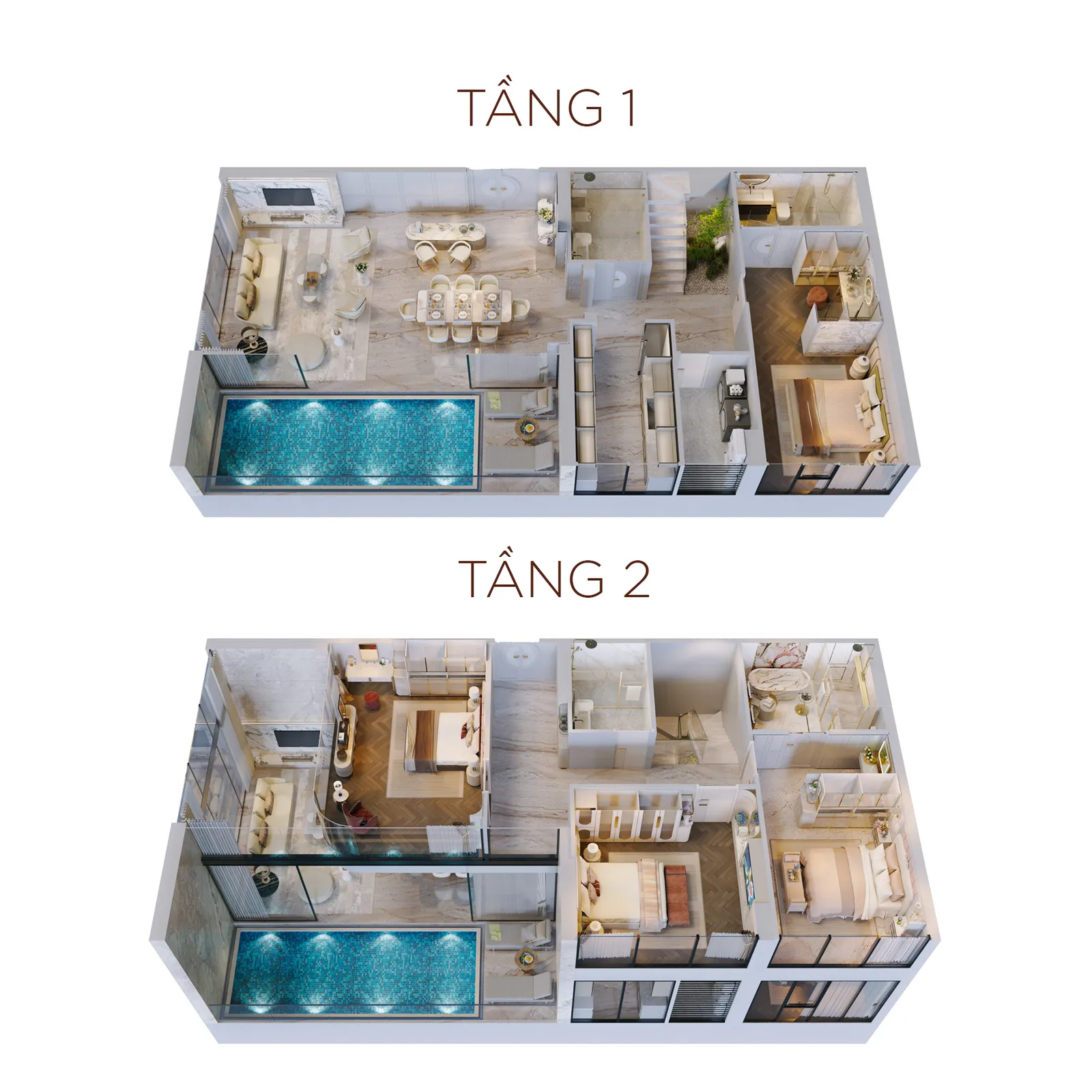 Căn hộ Duplex 3DT tim tường: 258.62 m2DT thông thuỷ: 240.05 m2