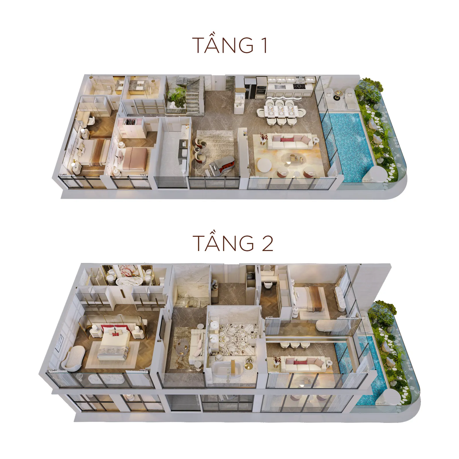 Căn hộ Duplex 2DT tim tường: 316.42 m2DT thông thuỷ: 293.3 m2