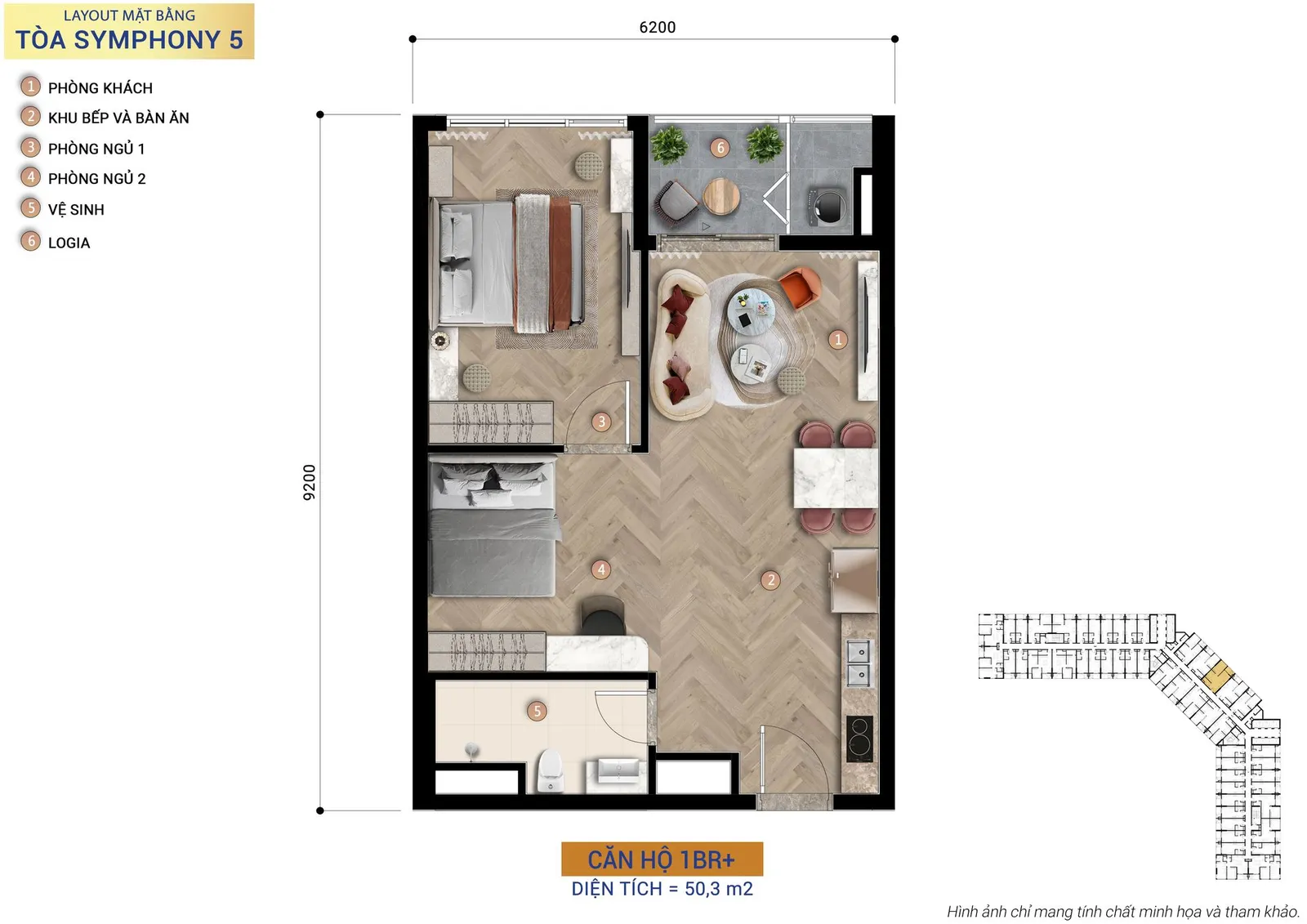 Căn 1 phòng ngủ (1BR+)