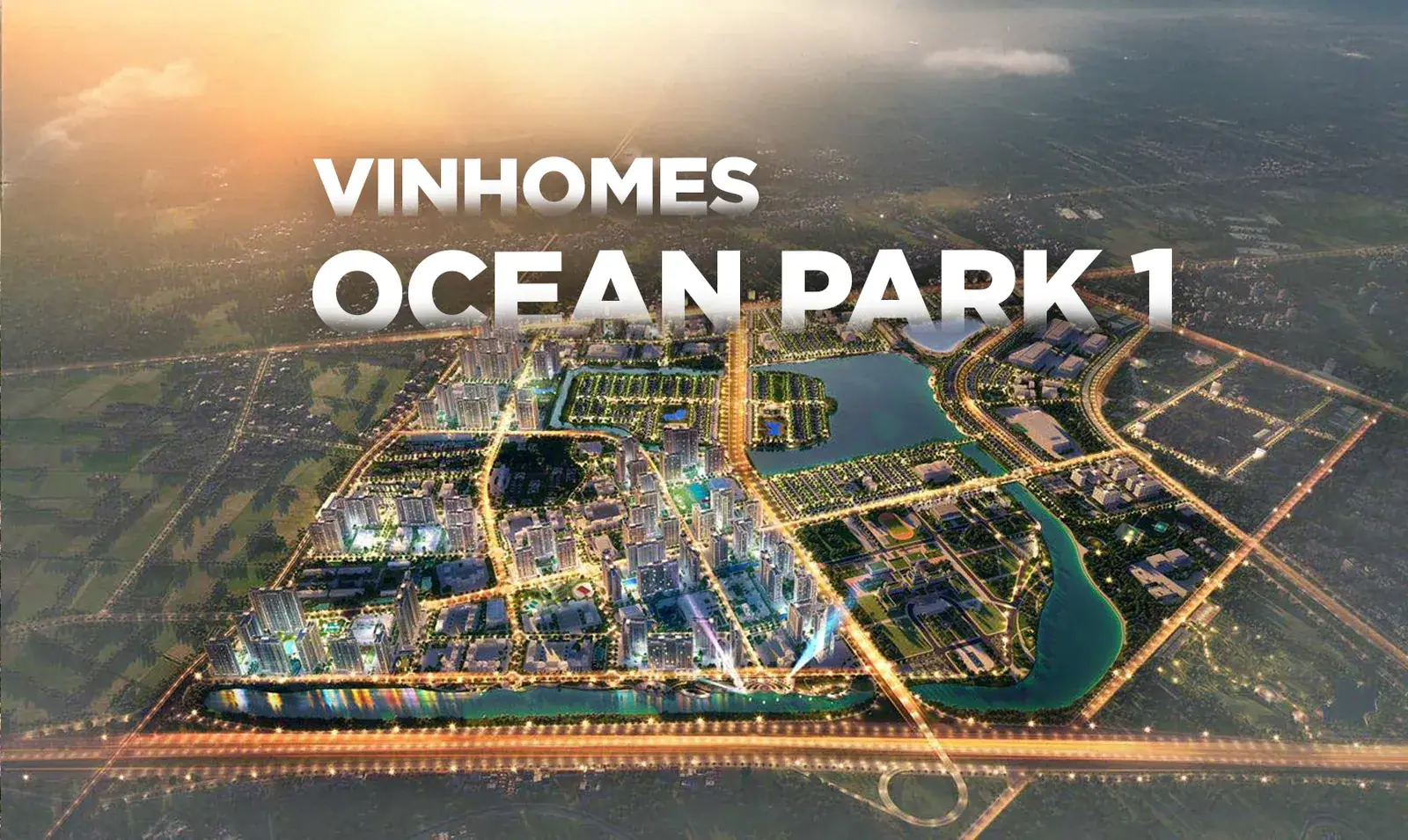 Toàn cảnh Vinhomes Ocean Park 1 nhìn từ trên cao, hình ảnh từ kho ảnh dự án.